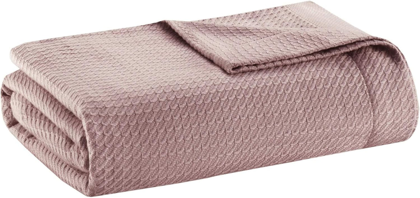 Madison Park 100 % egyptisk bomull Andas komfortfilt Premiumstickat Lyxigt säsongsbetonat lättviktsöverdrag för bäddsoffa och soffa hel/queen size-säng Rose Naty Shop Täcken och täcken Rose Full/Queen