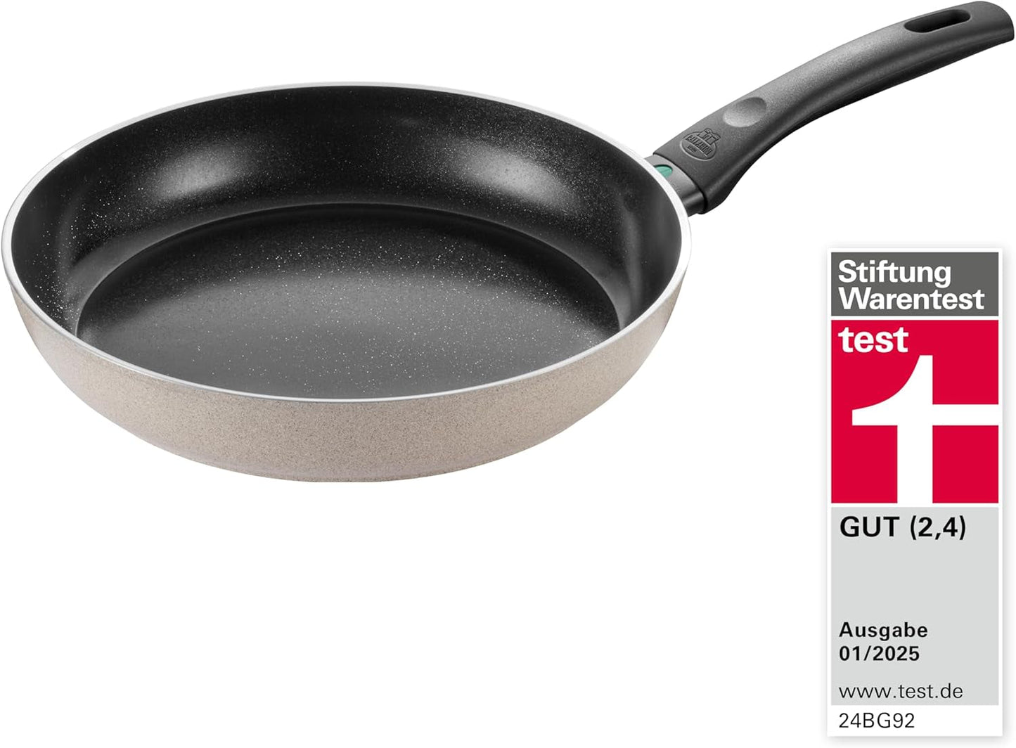 Ledro stekpanna, 24 cm, aluminium, lämplig för induktion, non-stick keramisk beläggning, Thermopoint, Made in Italy, beige grytor och stekpannor Naty Shop 28 Cm