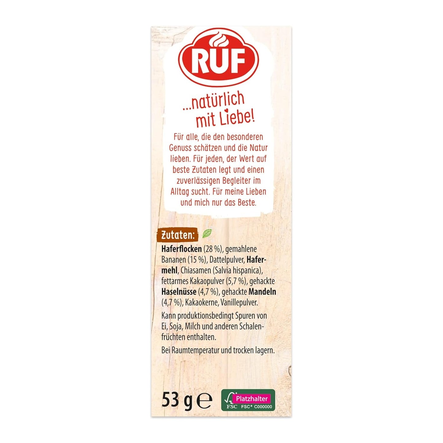 RUF Smoothie Bowl Havre Banannötter Choklad Frukost Snack Snabbt och enkelt Veganskt 1 påse x 50 g (förpackning med 3)