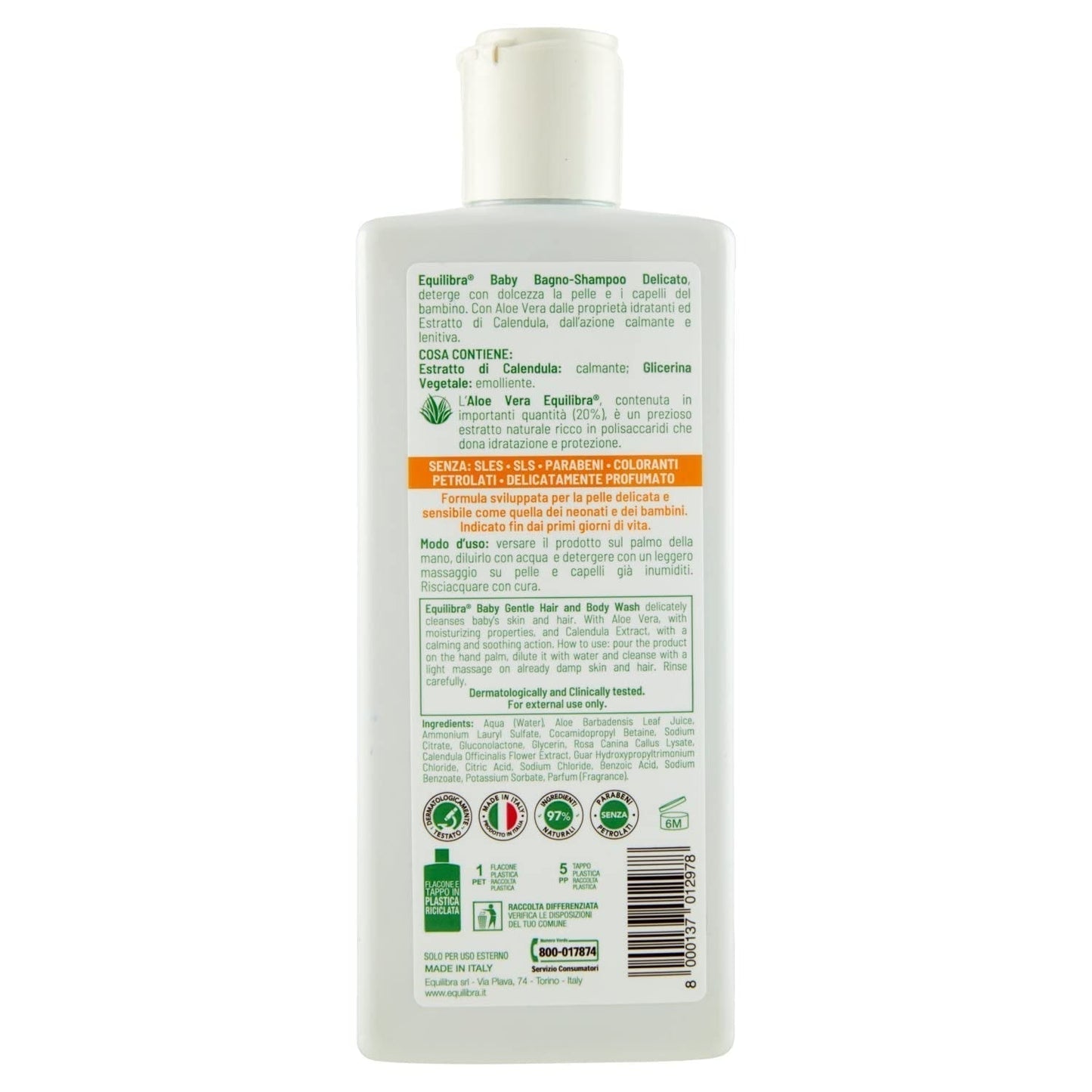 Equilibra Baby Bagno Shampoo 250 M Barn - Bad och hudvård Naty Shop