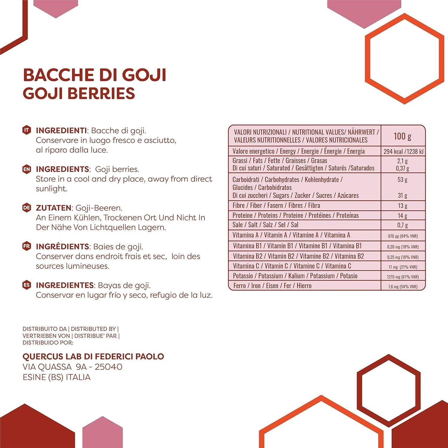 ERBOTECH Gojibär 200 g, gojibär med högt vitamininnehåll, torkad frukt utan socker och svavel, naturlig superfood och rik på energi, Tillverkad i Italien Dehydrerade produkter Naty Shop