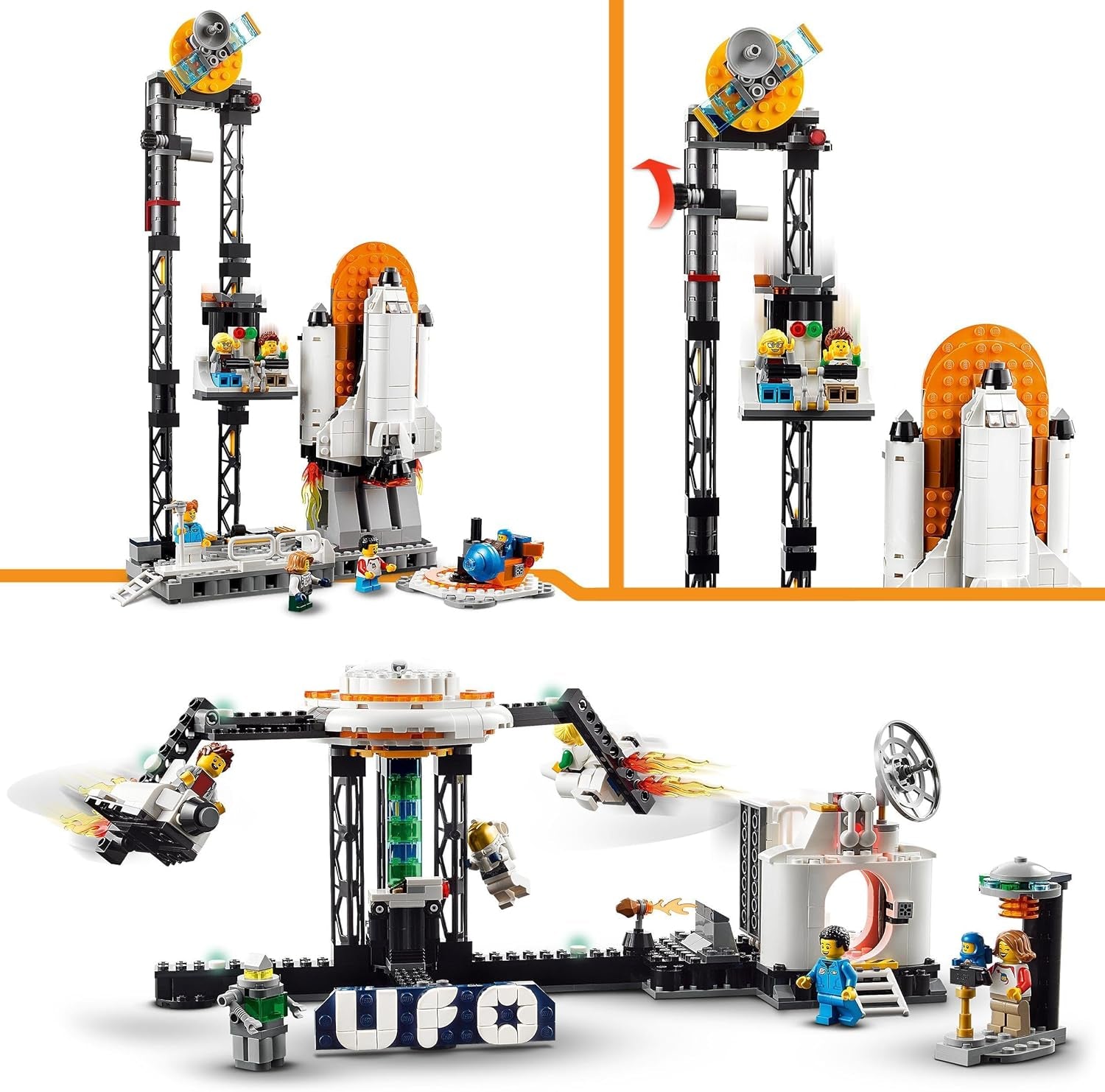 LEGO 31142 Creator 3-i-1 Space Rollercoaster Toy Kit för barn med vagnar, konverteras till ett frittfallstorn eller karusell med raketer och glödande klossar Byggset Besuche den LEGO-Store