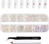 Beadsland 2500st Glas Nailart Strasssteine ​​​​Kristall Flatback Edelsteine ​​​​Runde, ​​Für Handwerk Gemischt 8 Größen SS4 ~ SS30 Mit Picking Pinzette Und Stift (Kristall Weiss)