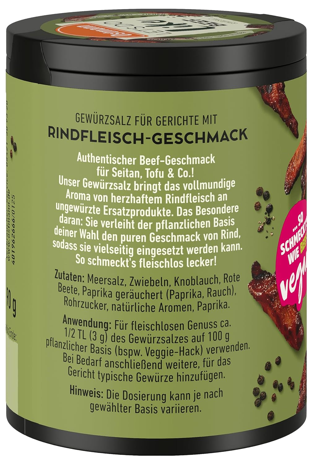 Ostmann Gewürze - Låt oss göra som nötkött | Rindfleisch-Geschmack für ungewürzte Fleischersatzprodukte | Gewürzsalz für Seitan, Tofu och vegetarian and vegane Gerichte | 90 g i Metalldose återvinningsbar