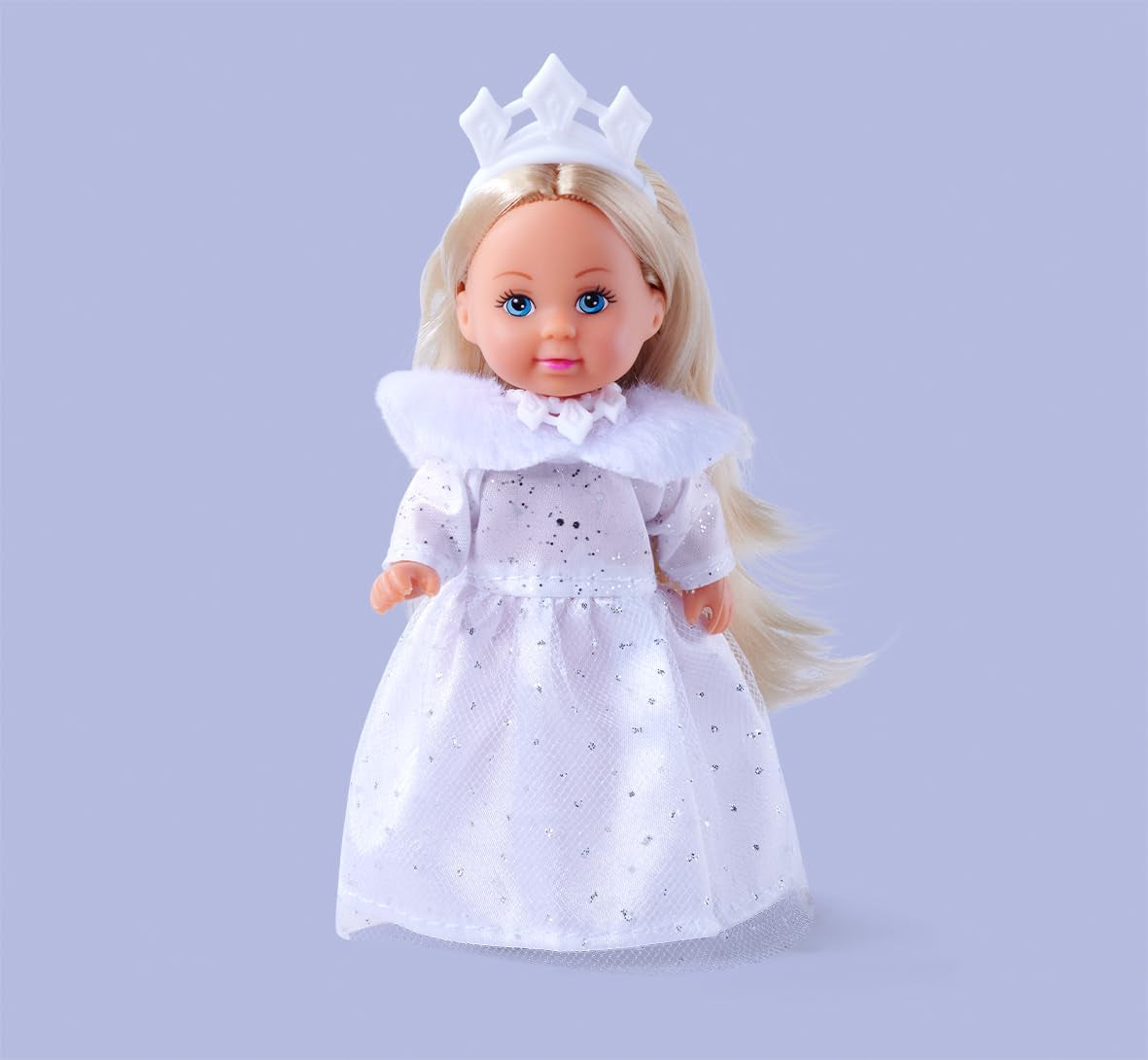 Simba Evi Princess of Love's Dreams, lekdocka i en drömmande vinterklänning med pälskant och glitterelement, 12 cm, 3 år och uppåt