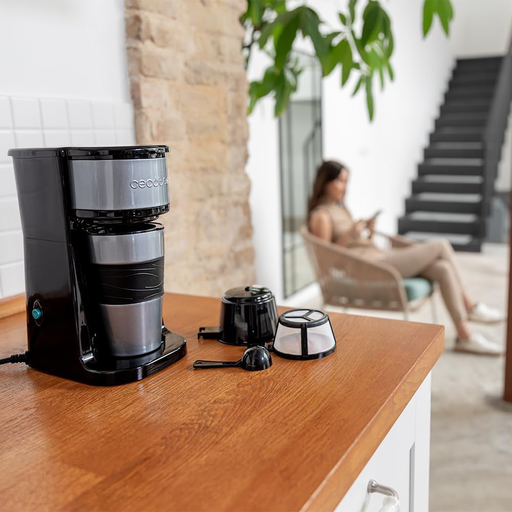 Cecotec Coffee 66 Drop & Go espressomaskin med termokanna, 700 W, kapacitet 420 ml, förseglad pip, permanent eller pappersfilter, automatisk avstängningsfunktion, behållare med fönster