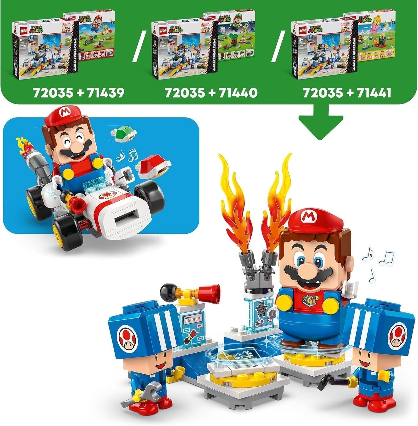 LEGO Super Mario: Mario Kart - Toad's Workshop, Nintendo-karaktär, anpassningsbar leksak, äventyrsset, present till pojkar, flickor och spelare från 8 år 72035 Byggset Besuche den LEGO-Store