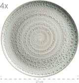 MÄSER 931744 Spicy Market Series, handmålade servisset för 4 i vintage medelhavsdesign, 16-delat keramikkombinationsset, grönt, stengods