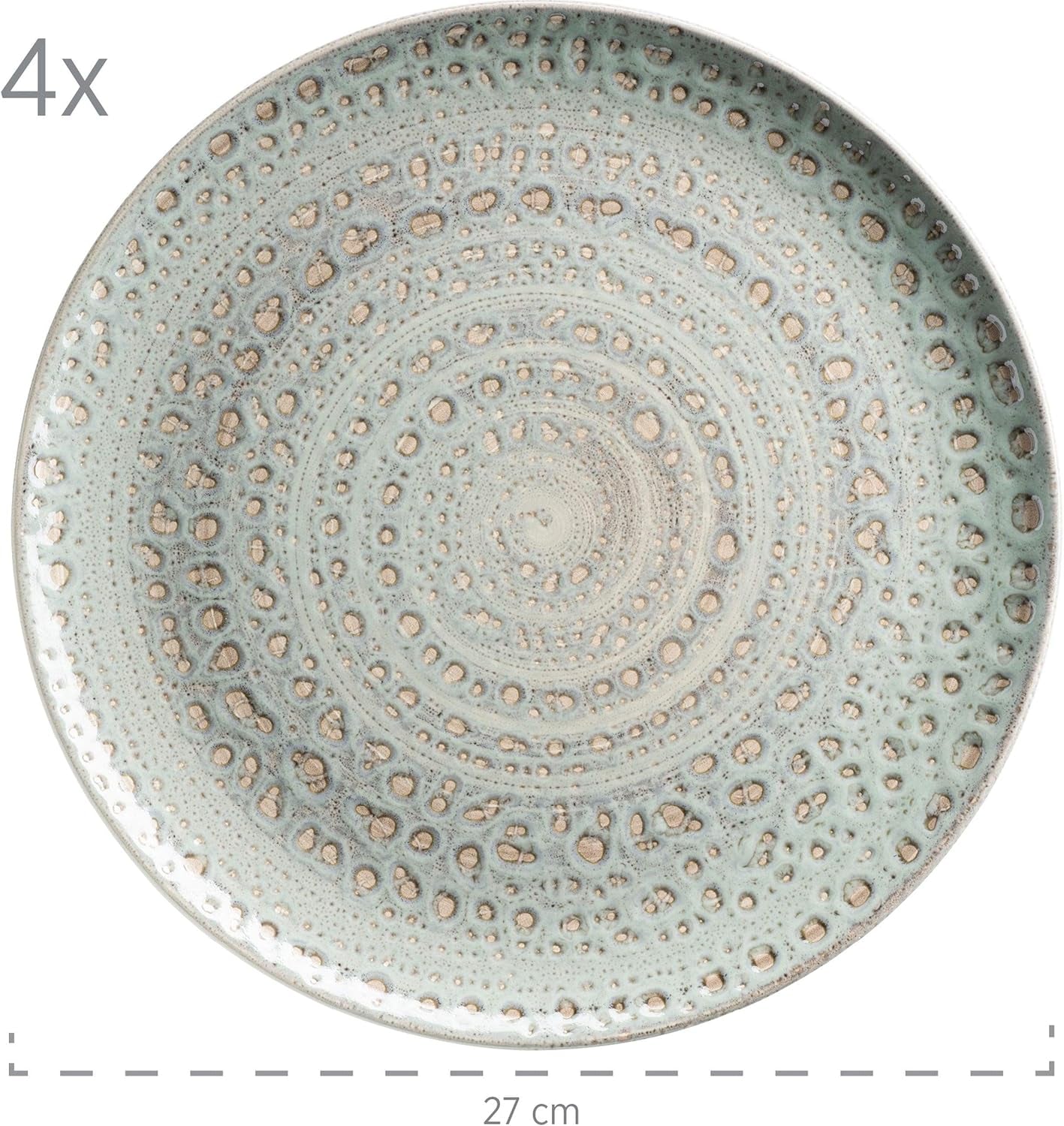 MÄSER 931744 Spicy Market Series, handmålade servisset för 4 i vintage medelhavsdesign, 16-delat keramikkombinationsset, grönt, stengods