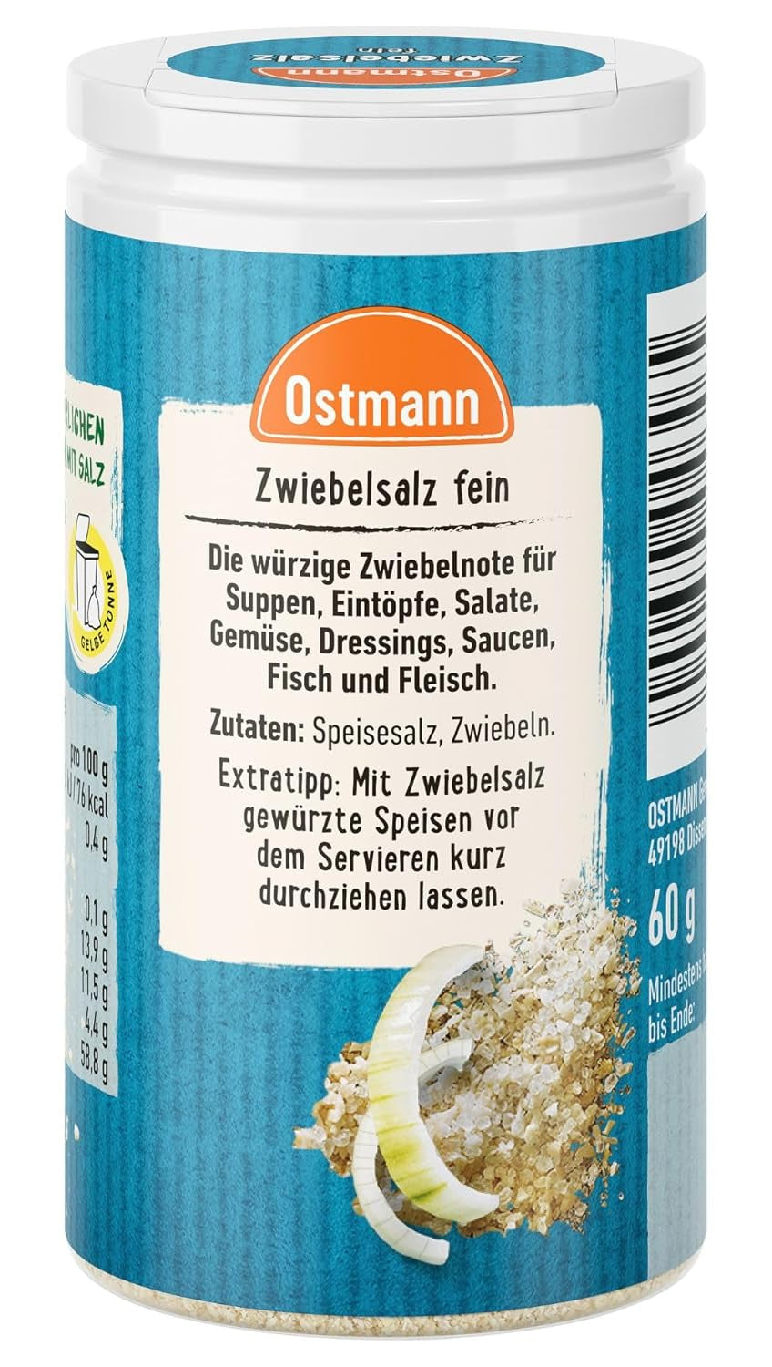 Ostmann Gewürze - Zwiebelsalz | Återvinningsbar & återvinningsbar Verpackung | 60 g i Der Streudose