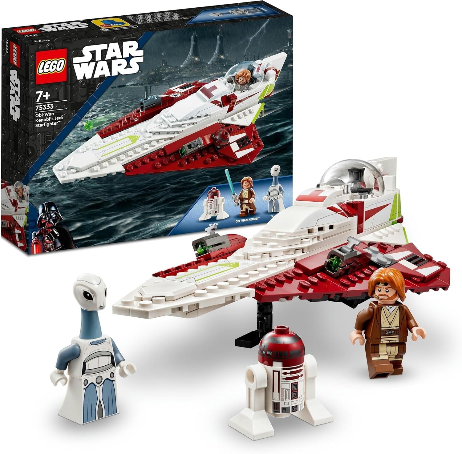 LEGO Star Wars Jedi Starfighter Obi-Wan Kenobi byggbar leksak med Taun We Droid Figur och Lightsaber Attack of the Clones Set 75333 Byggset Besuche den LEGO-Store Enkelsäng