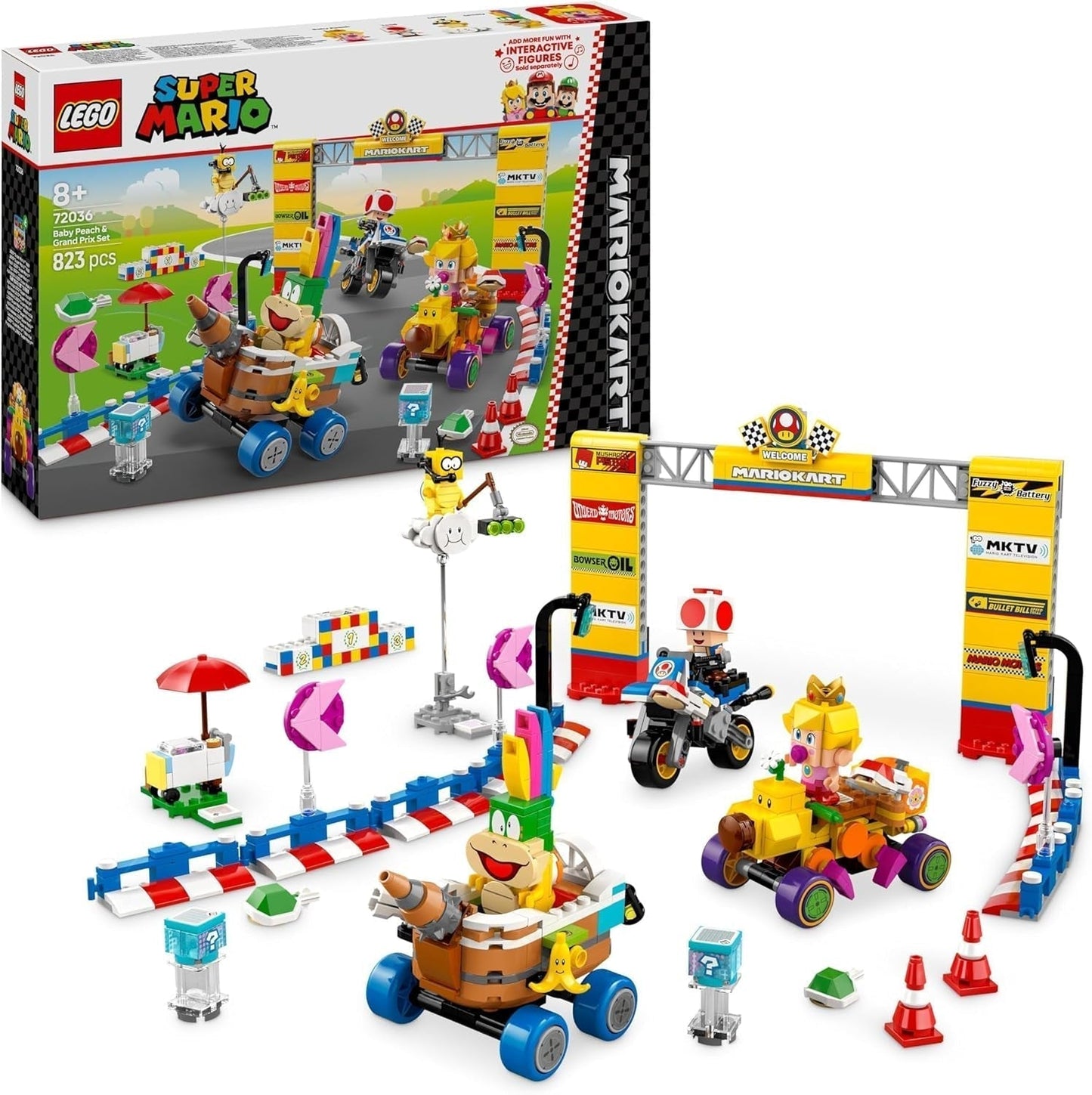 LEGO Super Mario: Mario Kart - Baby Peach & Grand Prix Set, Nintendo Figures - Padda, Lakitu, Baby Peach och Lemmy, Present för pojkar, flickor och spelare 8+, Äventyrsleksak 72036 Byggset Besuche den LEGO-Store Standardtitel
