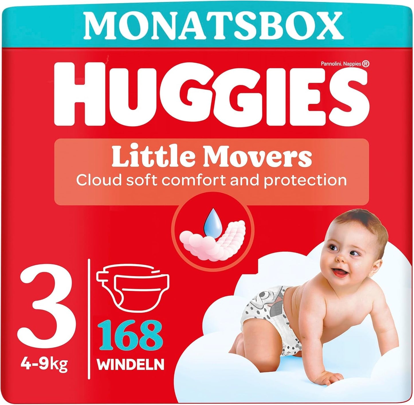 Huggies Babyblöjor Little Movers, Disney Design, storlek 3, 168 count (3 x 56), månadslåda