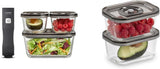 Caso Vacu OneTouch Eco-set, manuell vakuumförseglare, inklusive 3 vakuumbehållare i glas och VacuBoxx Eco-Duo S - vakuumfriskhetsbehållare / 2 behållare med 500 ml vardera Matförvaringslådor Naty Shop Standardtitel