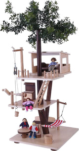 Everearth Wooden Treehouse - Dockhus för 3+ - Hållbar lekstuga med tillbehör - Fsc®-certifierad - Perfekt träleksak för fantasifull lek - Dockhusmöbler EE33767 Naty Shop Dollhouses Standardtitel