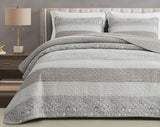 Chezmoi Collection Addy Patchwork Quilt Set Förtvätt Bomull Lätt Vändbar All Seasons Oversized 3 delar Marinblå Vit Grå Taupe Pläd Quilts & Quilts Naty Shop Hibiscus Patchwork Stripes Taupe Twin
