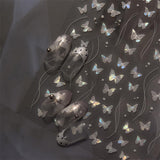 2 Blätter Schmetterling Nagelsticker Selbstklebend,Muschel Glitzer Nail Art Butterfly Nagelsticker Lila Grau Schmetterlinge Nagelaufkleber Relief Laser Butterflies Nagel Sticker Nageldesign Zubehör