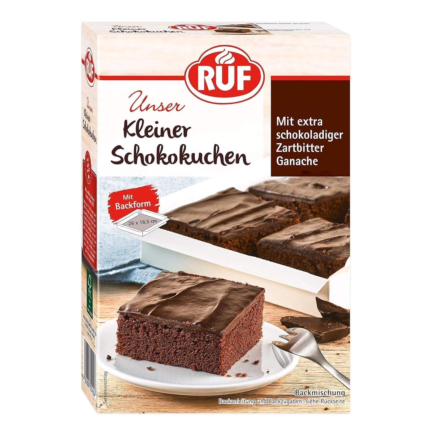 RUF Kleiner Himbeer-Schokokuchen, Mini-Kuchen Mit Feiner Puddingcreme, Himbeeren Und Weißen Schokoraspeln, Inkl. Bakform, 1X252G Blandning för bakning och matlagning Naty Shop 270 G (1Er Pack) Schokokuchen