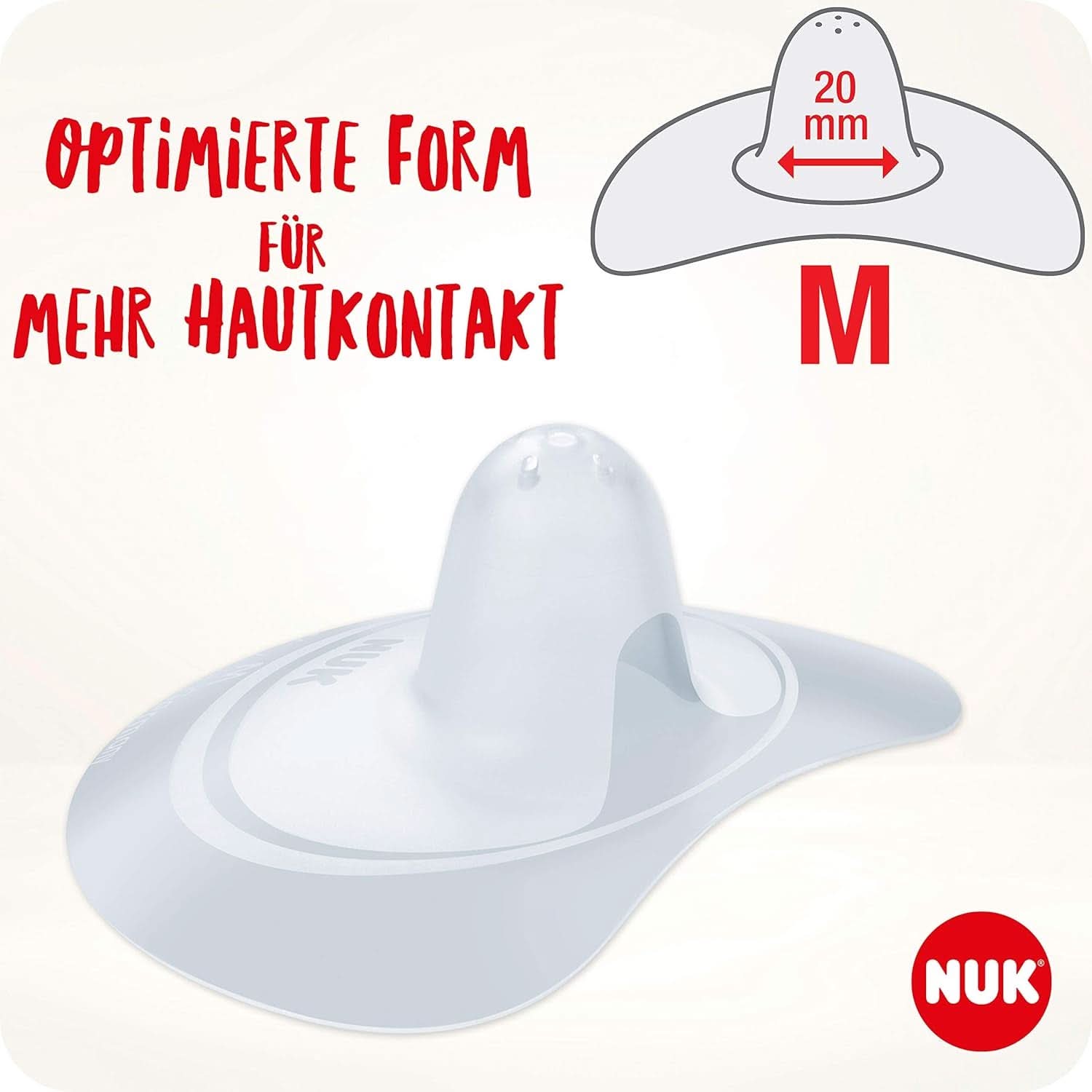 NUK Stillhütchen | Brusthütchen Zum Stillen | Schützt Vor Wunden Brustwarzen | Dünnes Silikon | Größe M (20Mm) | Inklusive Schutzdose | 2 Stück Barnmat och amningstillbehör Naty Shop