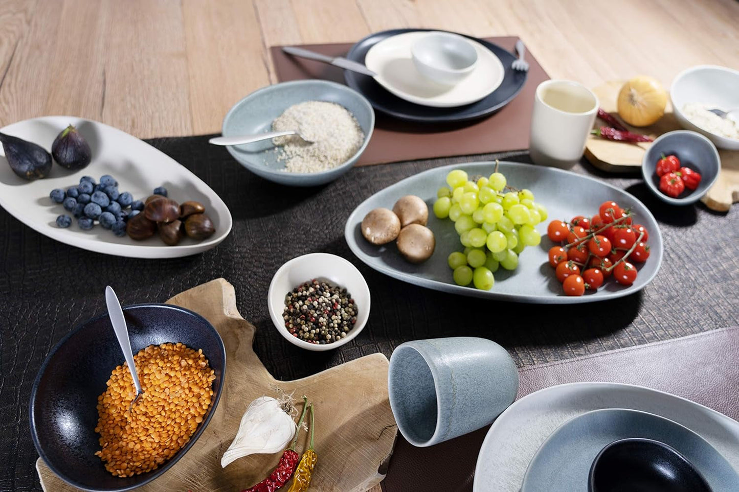 CreaTable, 22139, PIETRA-serien, 4-delat servisset för 4, porslinstallrikar, diskmaskins- och mikrovågssäkert, tillverkat i Europa