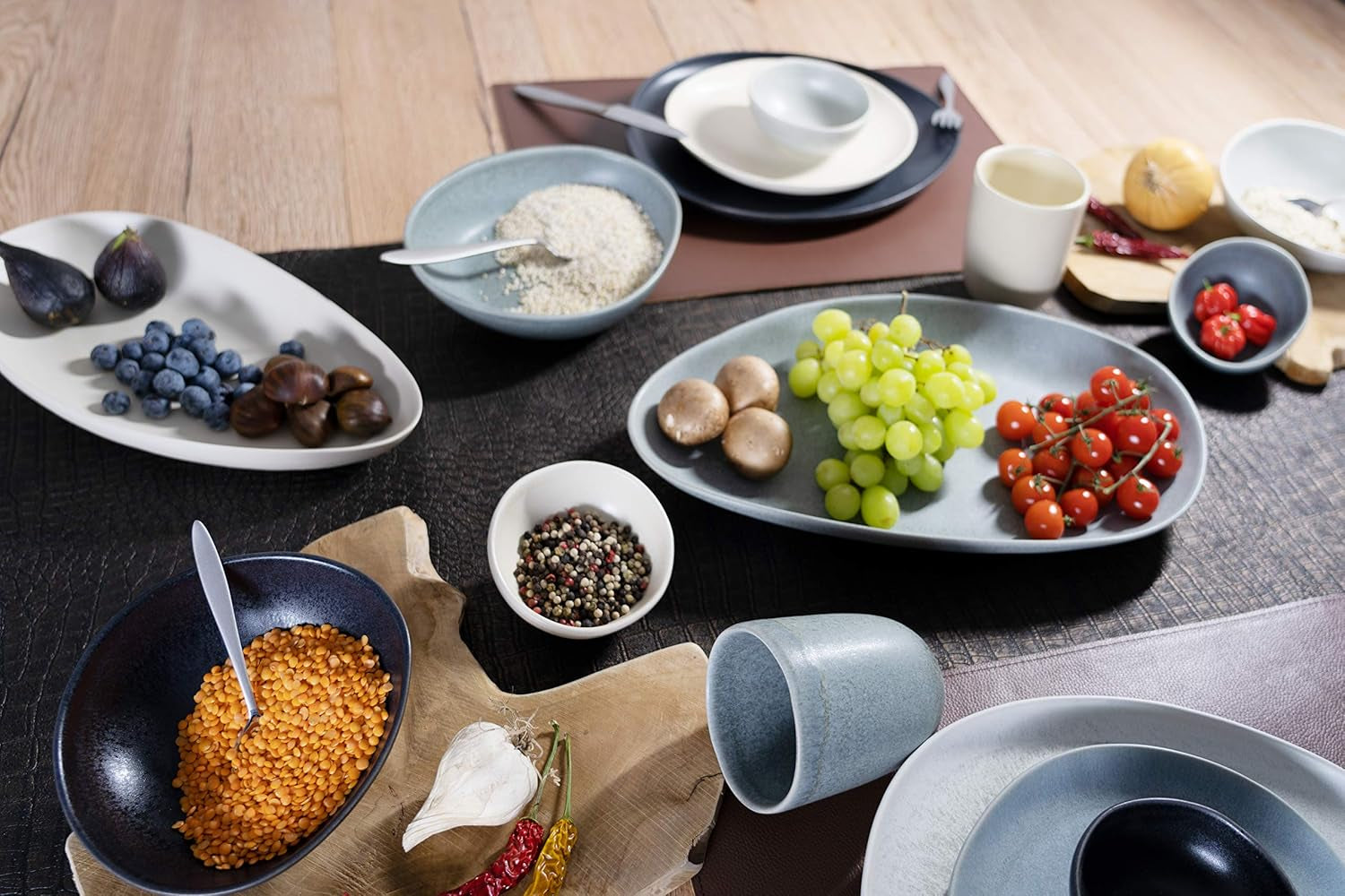 CreaTable, 22139, PIETRA-serien, 4-delat servisset för 4, porslinstallrikar, diskmaskins- och mikrovågssäkert, tillverkat i Europa