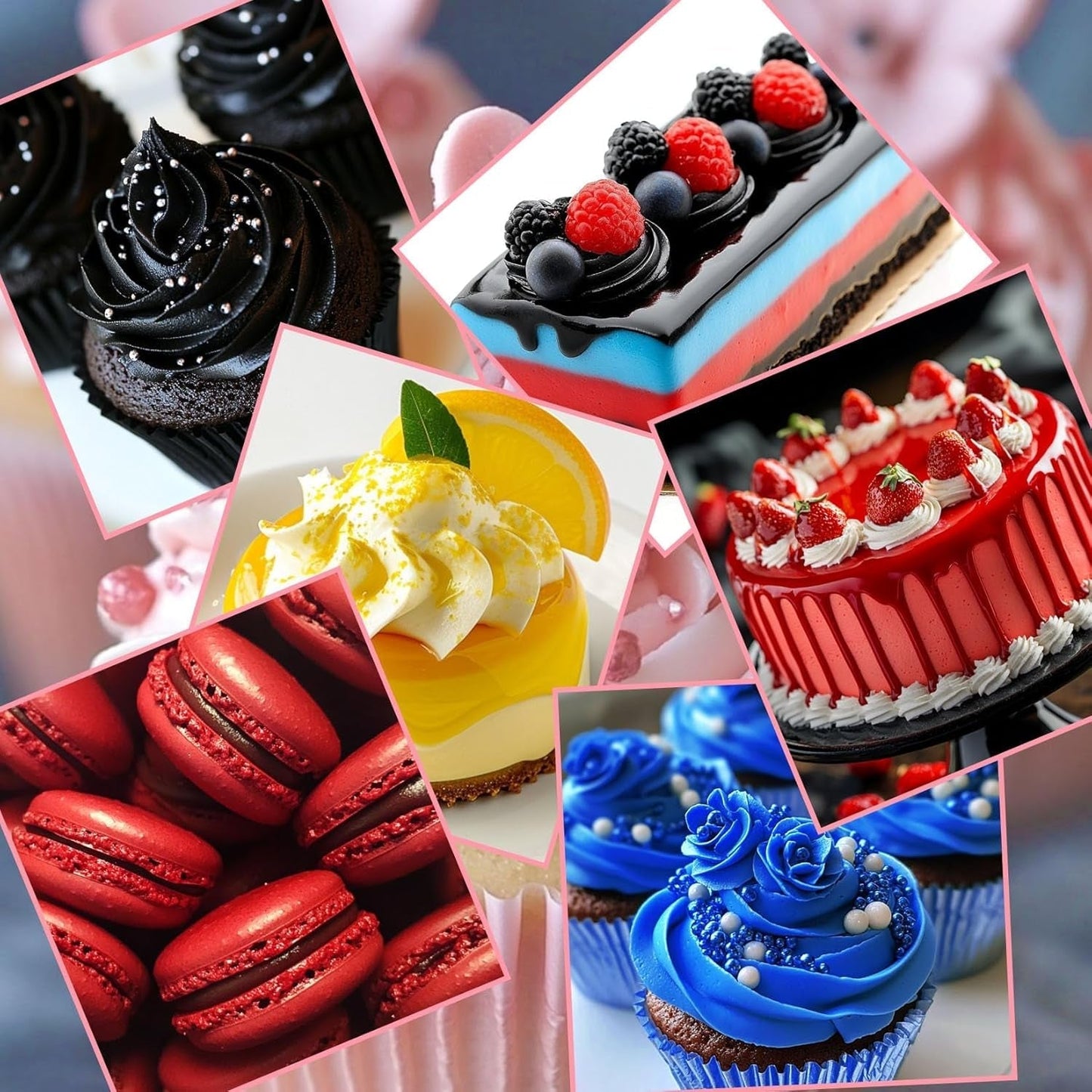 Powder Food Coloring Set - 4x5g koncentrerad matfärg för fondant, smörkräm, livlig matfärg för bakning, dekoration av tårt, färgning av påskägg, macarons, Alla helgedagar