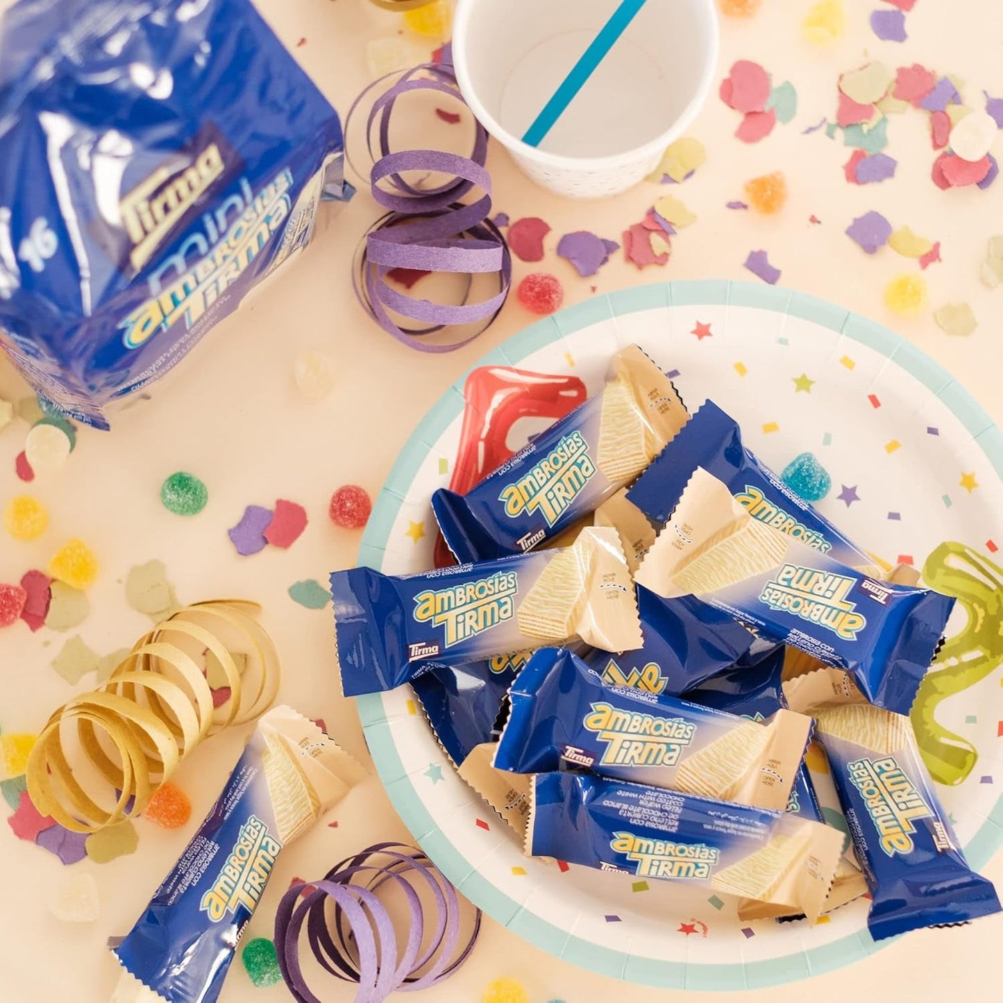 Tirma Mini vit chokladrån | (16 enheter x 13,5 g), 216 g | Delikat krämfyllning | Icke-GMO | Lämplig för vegetarianer | Individuellt förpackade | Packat mellanmål