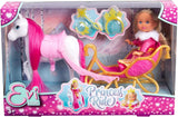 Simba Evi Love Princess Ride, Princess Doll med släde och vinterhäst, Princess Accessories, 12 cm, ålder 3+