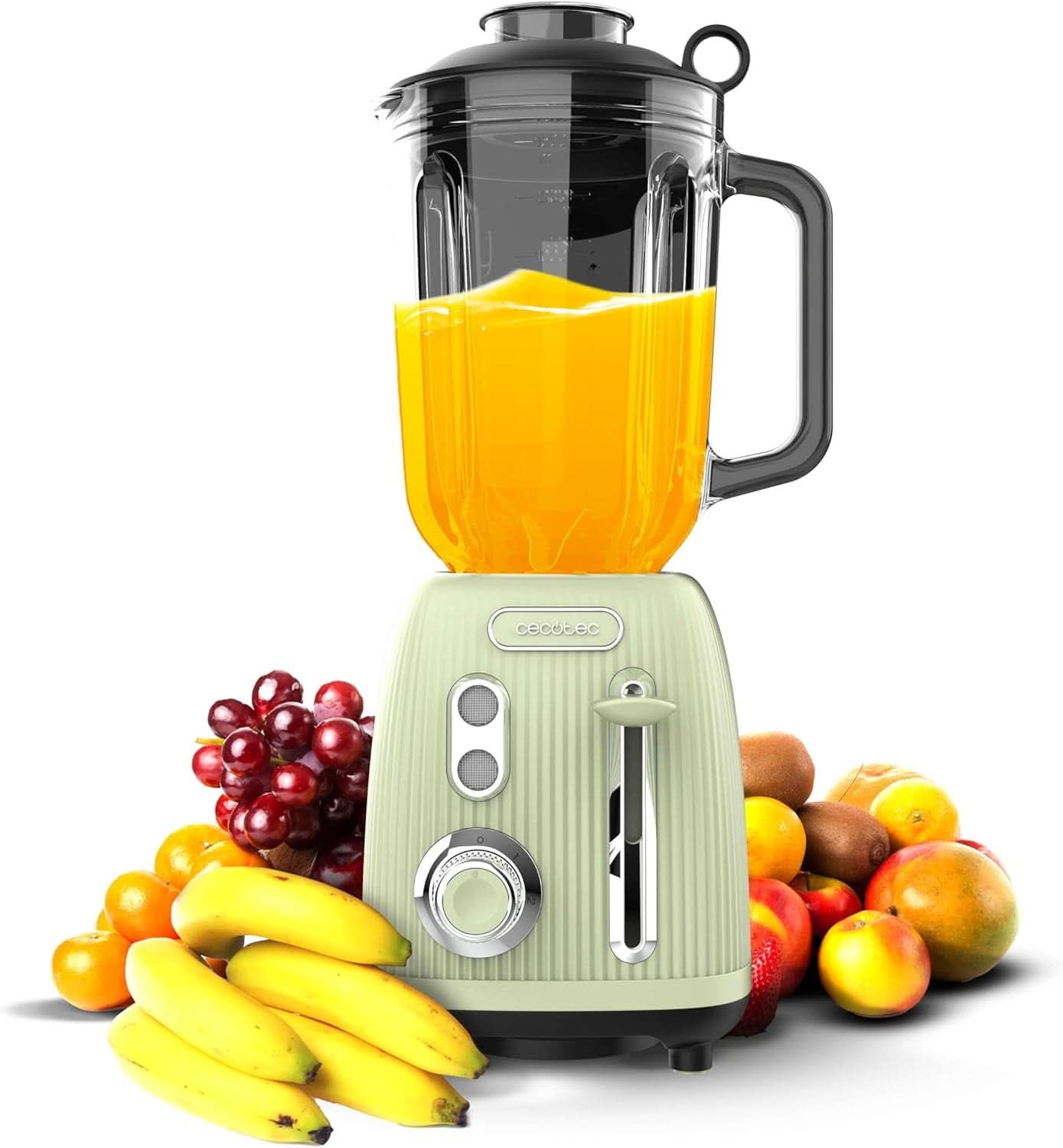 Cecotec Standmixer Retro Power Black Titanium Retrogreen. 1200W Maximale Leistung, 2 Geschwindigkeiten, 4-Klingen-Messer Mit Schwarzer Titanbeschichtung Och 1,5L Krug, Vintage-Design i Grün Kitchen Naty Shop Green