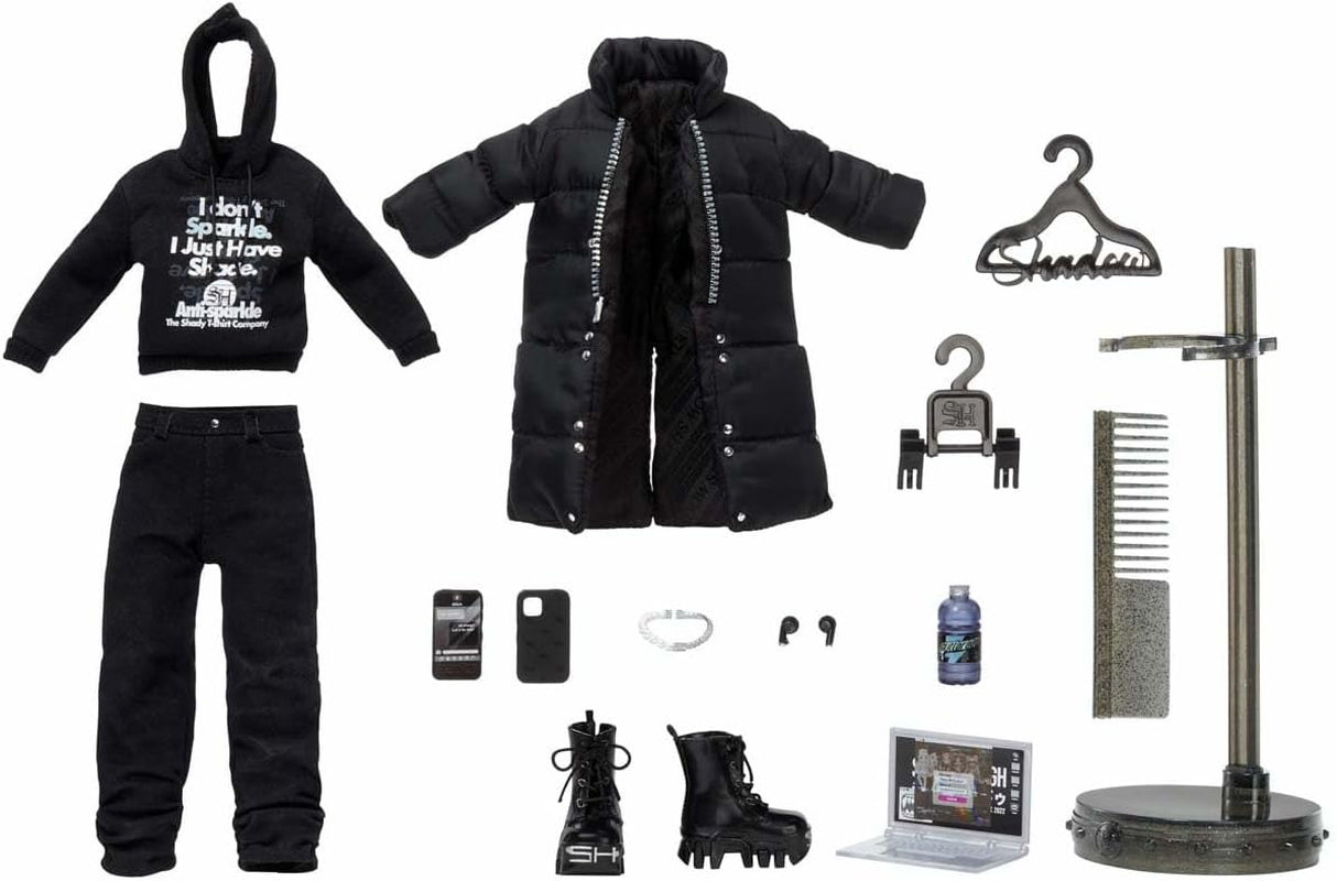 Rainbow High Shadow High - REXX McQueen - Moderiktig svart docka med moderiktig outfit och över 10 färgglada lektillbehör - Idealisk för samlare och barn i åldrarna 4-12 år