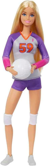 Barbie Made to Move - Volleybollspelare docka med t-shirt och boll - 22 leder för realistiskt spel, inkluderar volleyboll och sportkläder, HKT72 Naty Shop Dolls