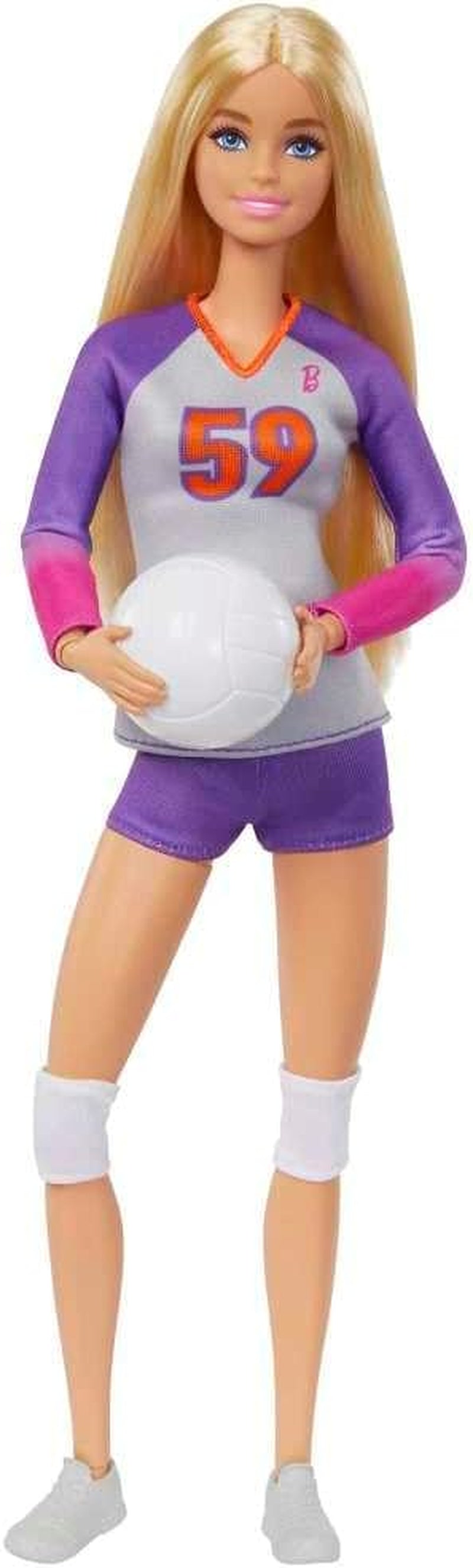 Barbie Made to Move - Volleybollspelare docka med t-shirt och boll - 22 leder för realistiskt spel, inkluderar volleyboll och sportutrustning, HKT72