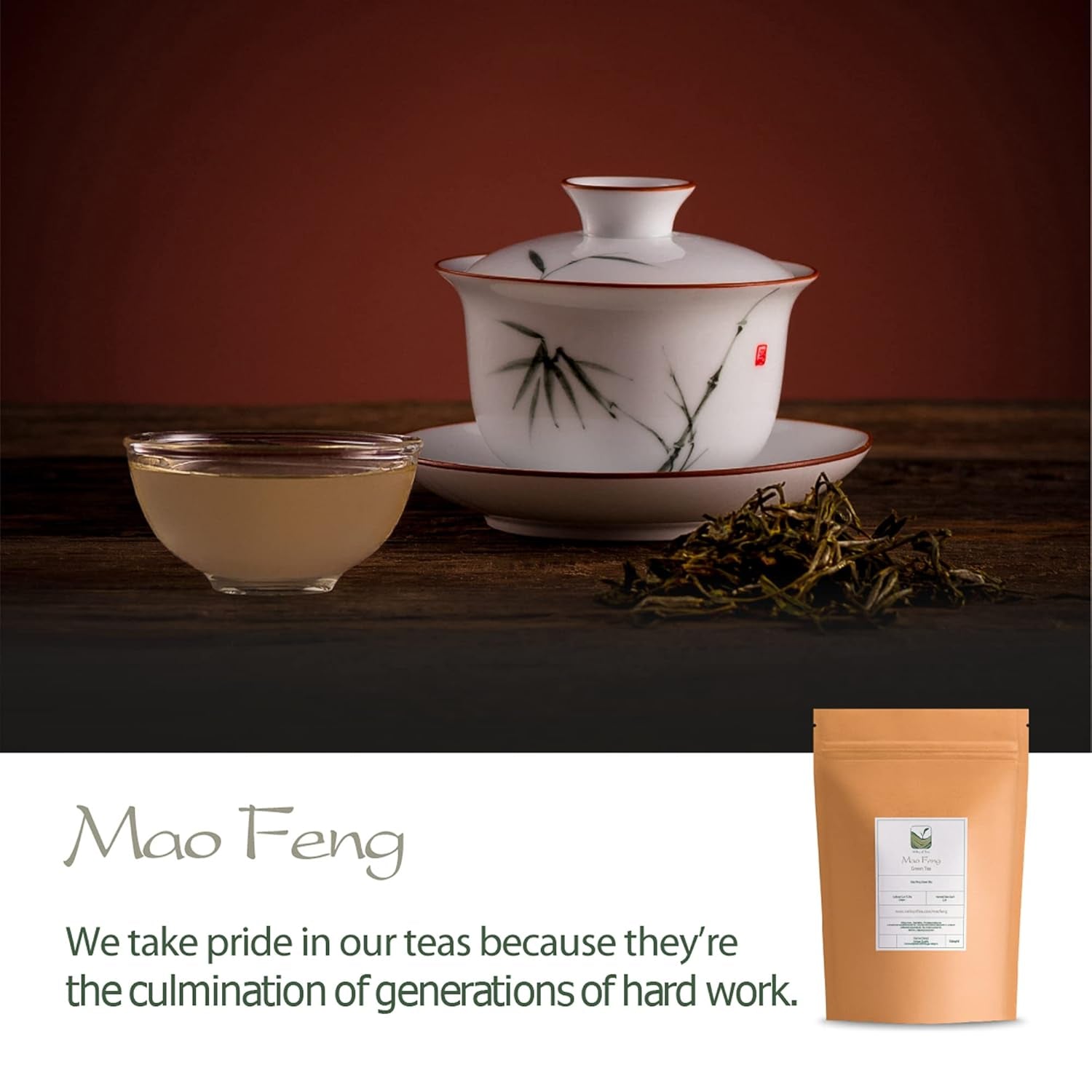 Mao Feng Huangshan Grönt te - Berömt kinesiskt te från Huang Shang - Maofeng Yellow Mountains Green Tea Leaves Kina Mao Feng Tea Organic Green Tea Chinese Green Tea Green Tea