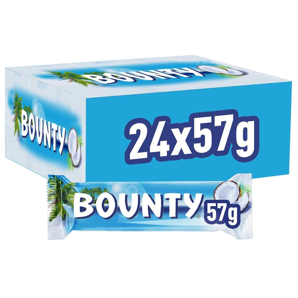 Bounty Chokladkakor Kokoschokladsmak 24 barer i en förpackning (24 x 57 g)