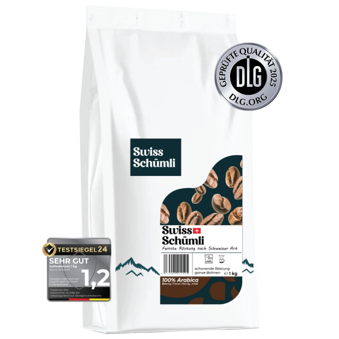 Från över 175 års erfarenhet: Schwiizer Schüümli schweiziska Schümli kaffebönor 1 kg – Lättrostning för ett fint Schümli-kaffe, perfekt kräm, intensitet 2/5, syra 1/5 – för en riktig kaffenjutning