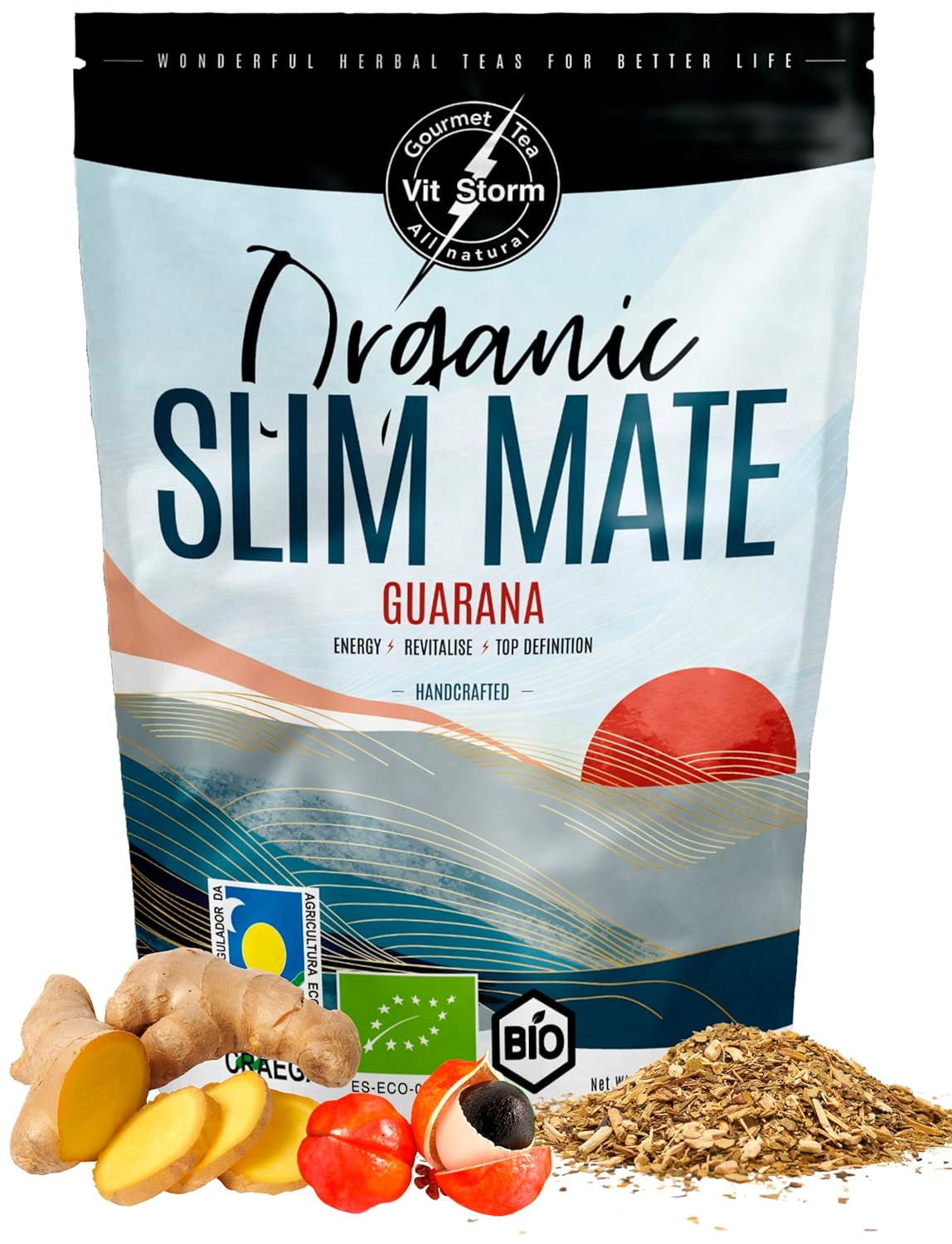 VITSTORM® Slim Tea Kardemumma – BIO Yerba Mate Tea – Detox och urindrivande te – 100G