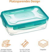 Amazon Basics frysbehållare i ett set, med lock, läckagesäkra, stapelbara, kyl/frys, BPA-fri, plast-, mikrovågs- och diskmaskinssäker, 3 x 1,2 l, klara matförvaringslådor Naty Shop