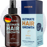 MOÉRIE Ultimate Mineral Hair Growth Spray för längre, tjockare och fylligare hår - med biotin och koffein - Veganska hårprodukter, Parabenfri, alla hårtyper, vänder håravfall - 2 månaders tillförsel Hårvård Naty Shop Single Set