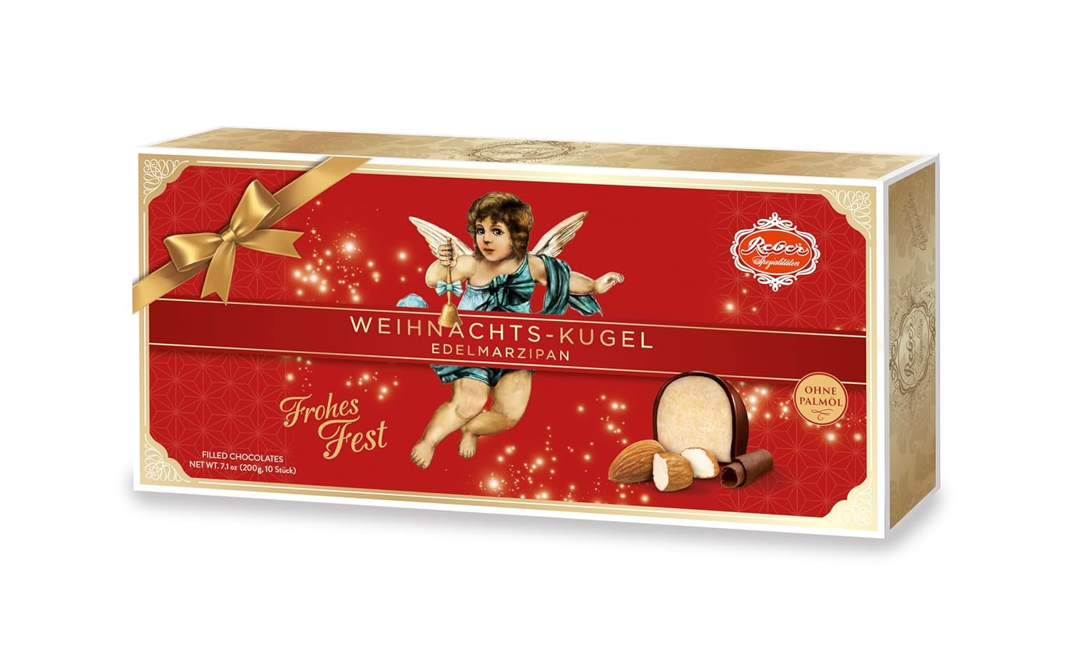Reber Mozartkulor med mörk choklad, 6-pack med marsipan och nougat, vegansk - 1 x 120 g