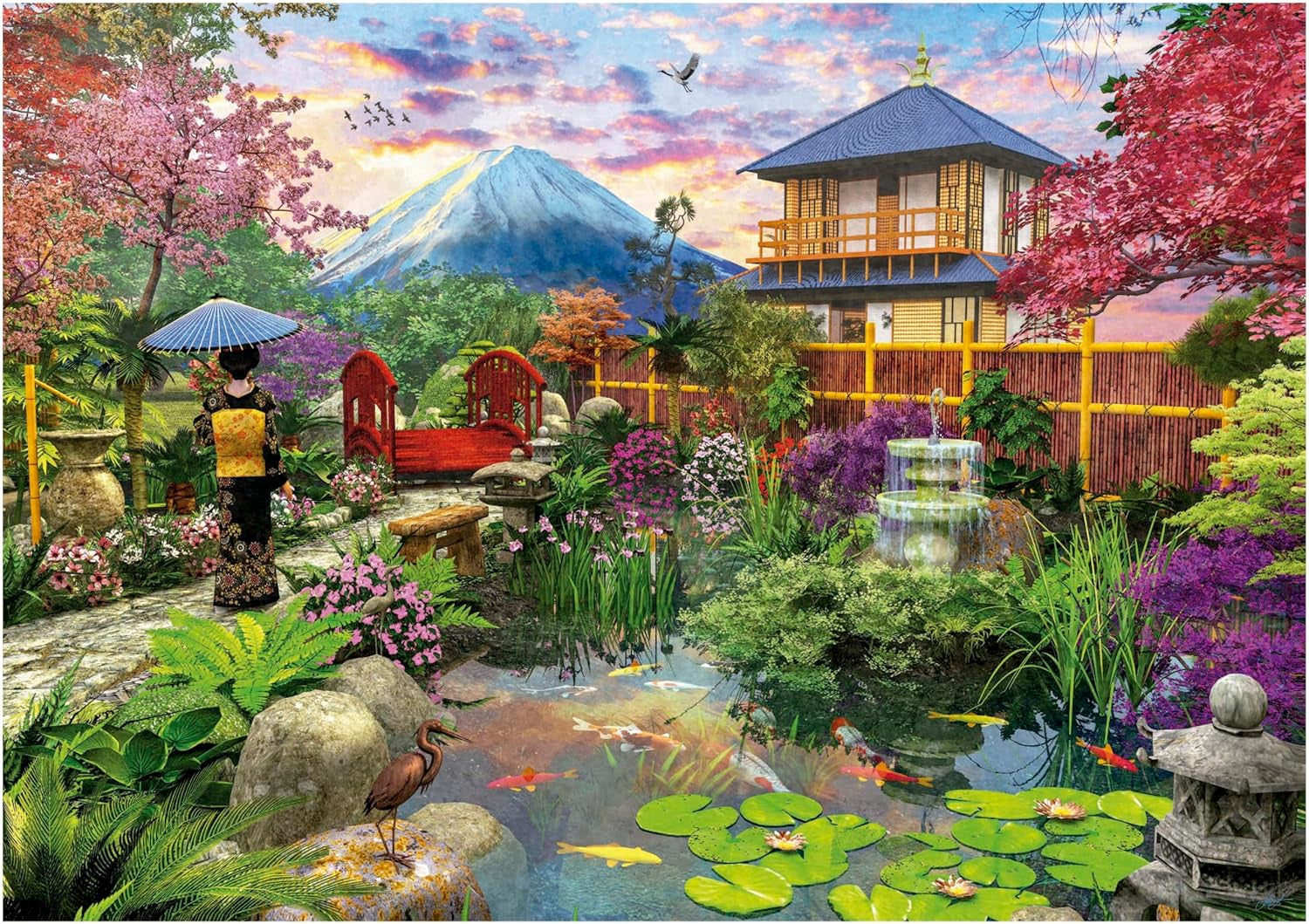 Educa - Pussel med 1500 bitar för vuxna | Den japanska trädgården. Mått: 85 X 60 cm. Inkluderar Fixpuzzle pussellim. I 14 år (19937) Puzzle Naty Shop