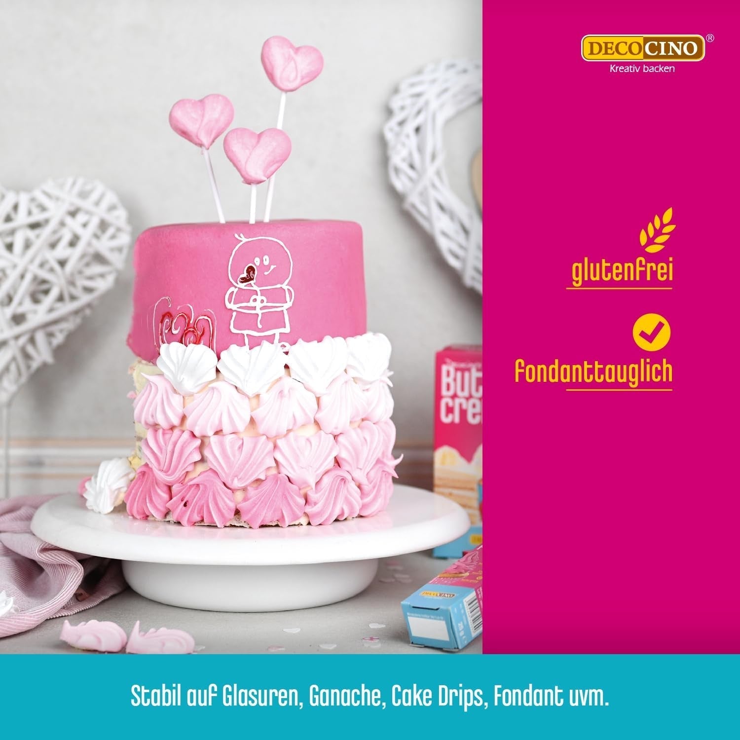 Decocino Red Sugar Lettering - Matfärgning Bokstäver - Praktiskt rör för märkning av fondant och glasyr - Bakdekorationer för tårtor, kakor och muffins! (paket med 2)