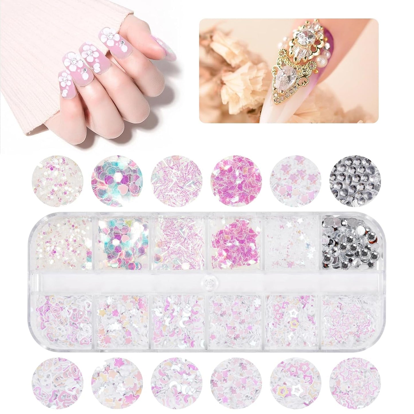 5600 Stück Strasssteine Nägel Nail Art, 36 Farben Glitzersteine, Dekorationen Nagelsteine Für Nagelkunst, Einschließlich Wachsstift Für Strasssteine Und Strass-Picker
