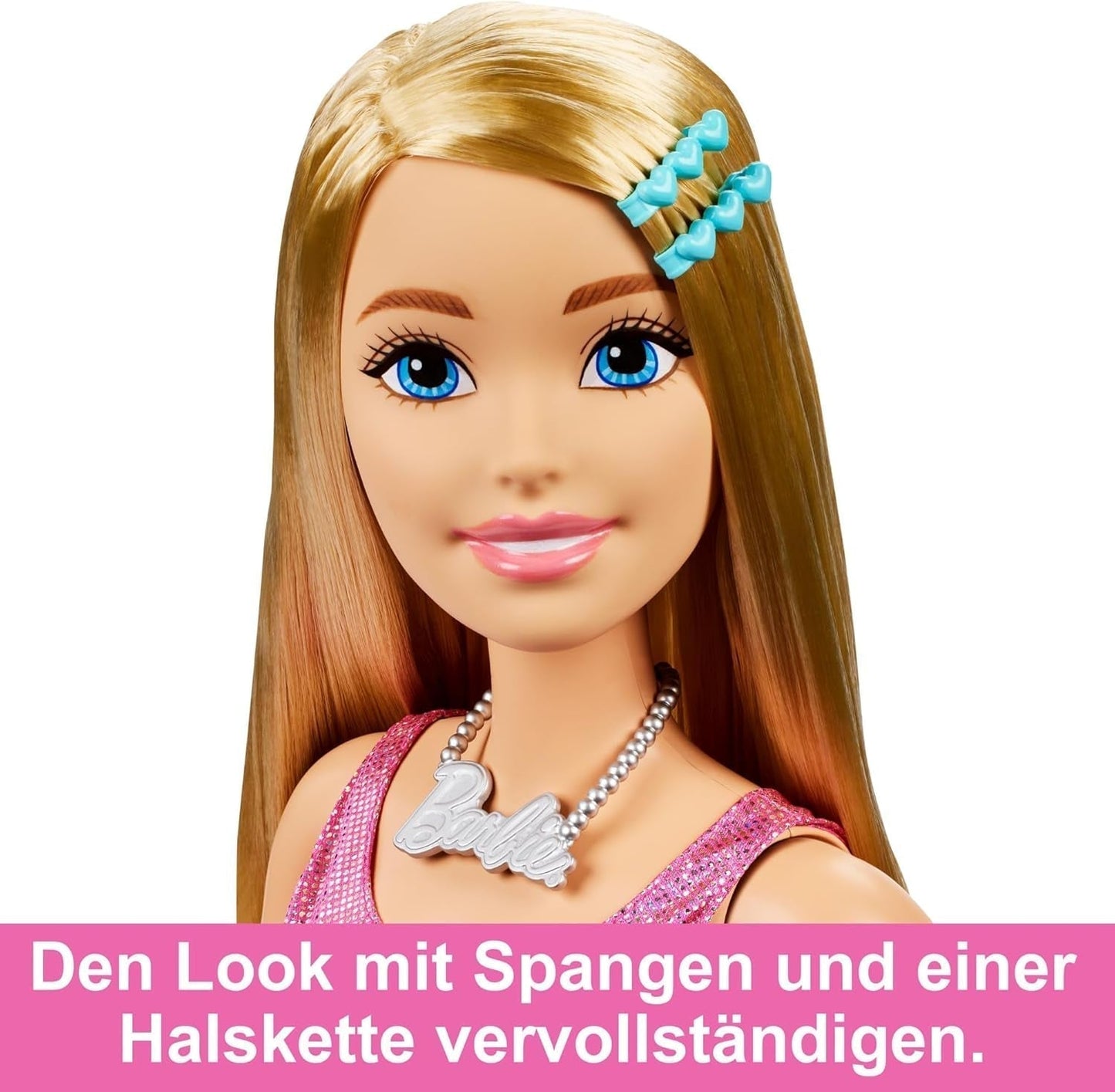 Barbie Extra Large Doll (71 cm) - rosa klänning, blont hår med hårspänne och halsband, present för barn 3+, HJY02 Dolls Naty Shop