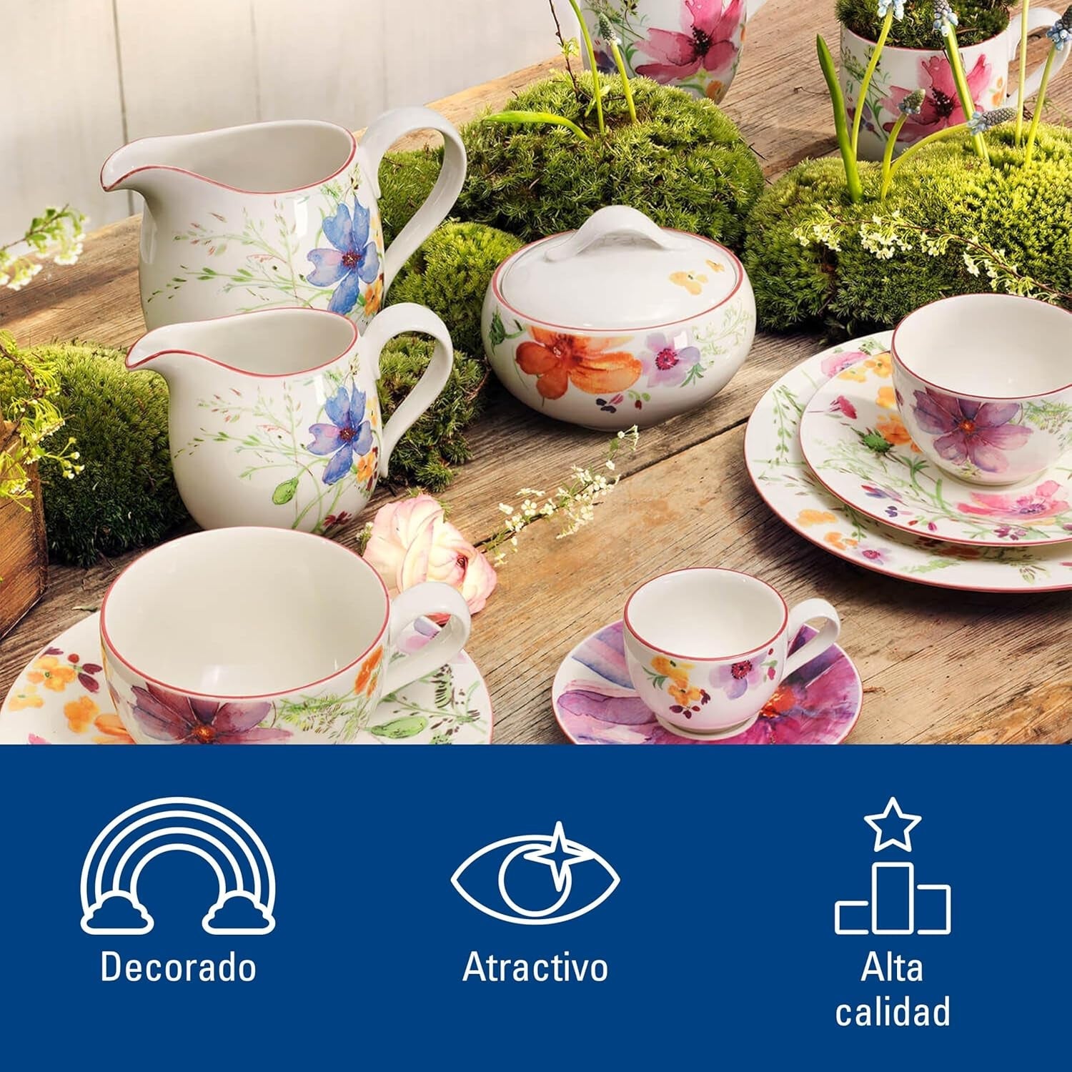 Villeroy & Boch - Mariefleur sockerskål, olika färger, diskmaskinssäker, mikrovågssäker, sockerskål med lock, sockerskål, förvaring, kaffetillbehör, blommig servis, premiumporslin