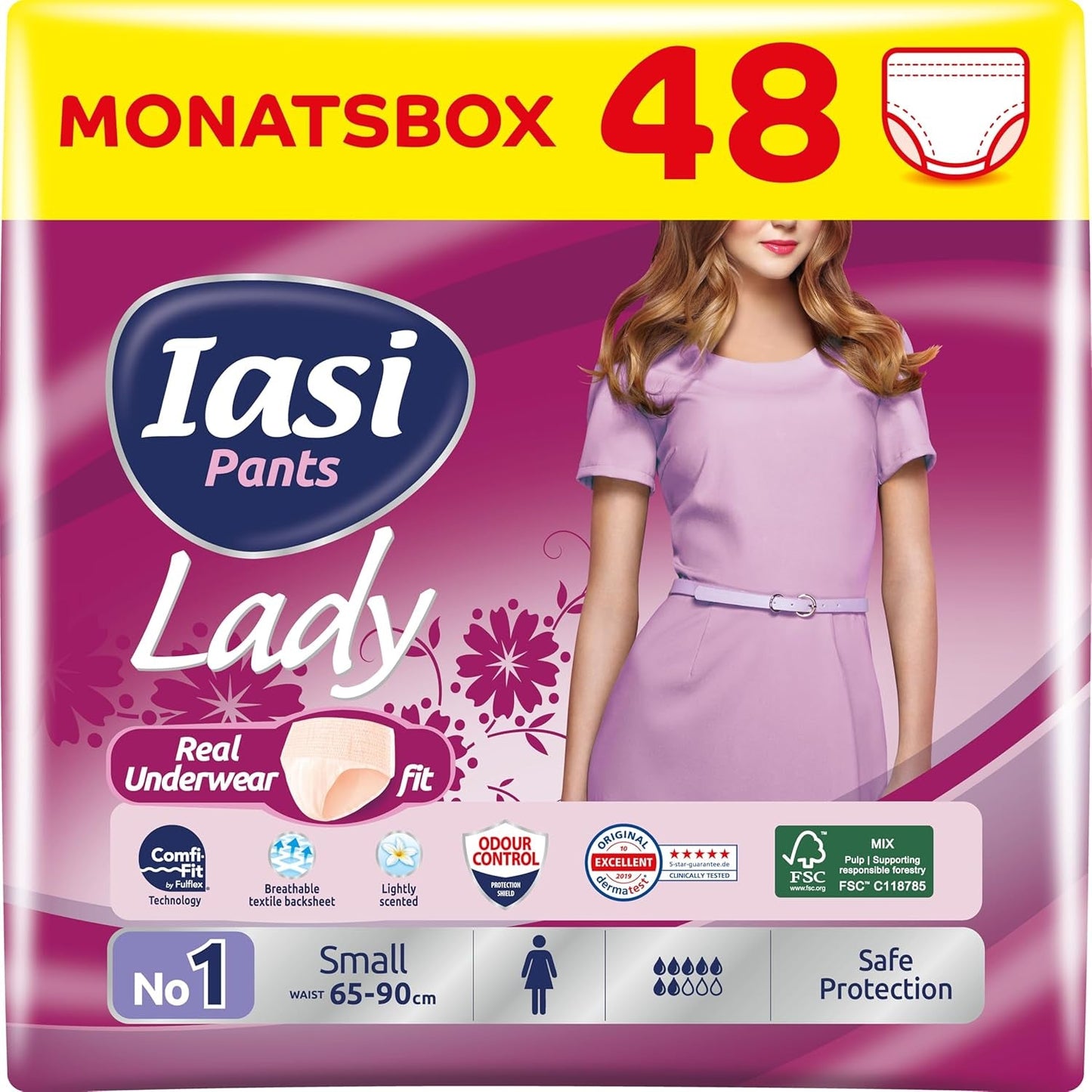 LADY Pants 48 Disponibel urininkontinensbyxor Absorbens Plus Size S för kvinnor 48 st