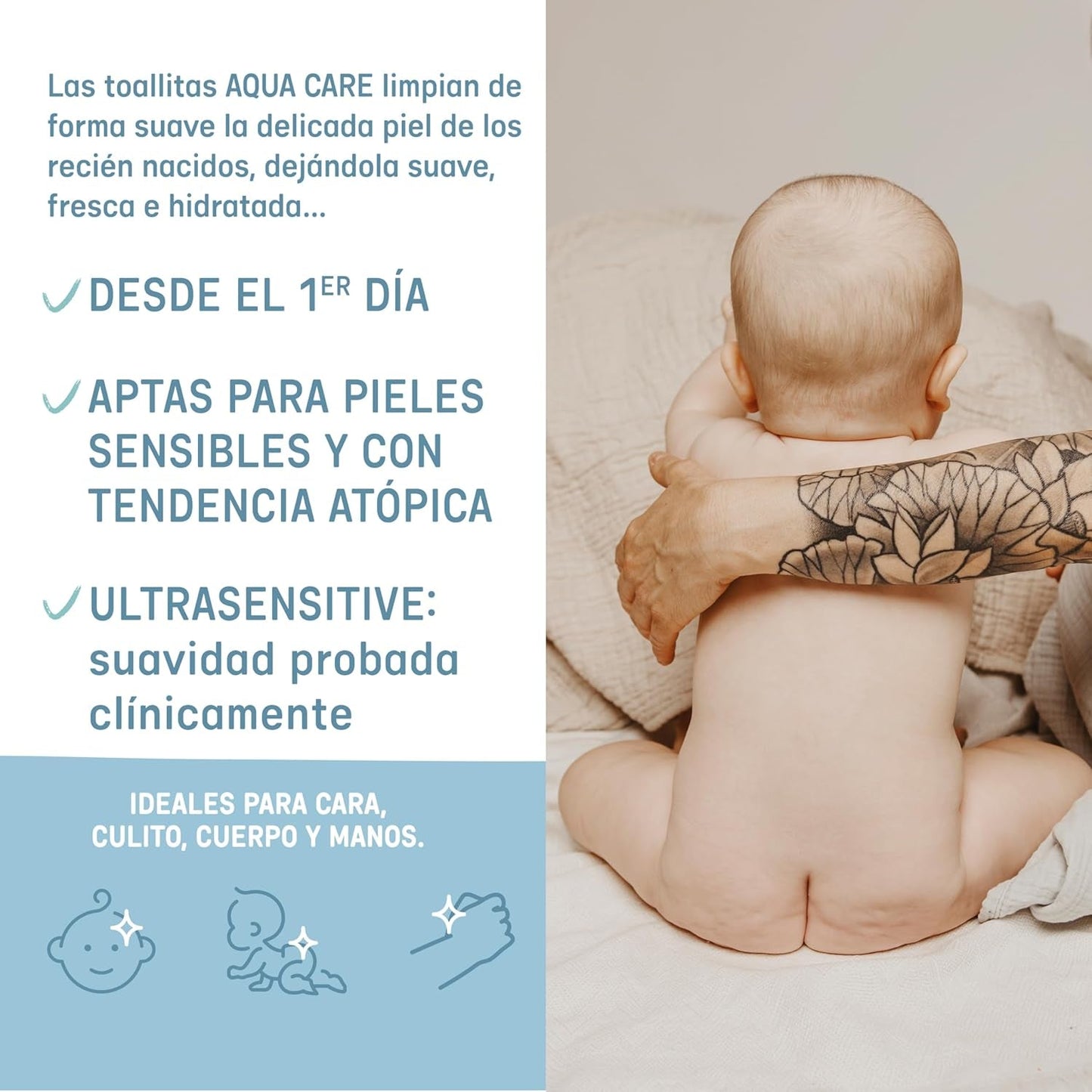 Suavinex Aqua Care Baby Wet Wipes 60 Count Cleansing Wipes 99% Vatten Växtfiber Aloe Vera Doftfri Alkoholfri Dermatologiskt testad Lämplig för känslig hud