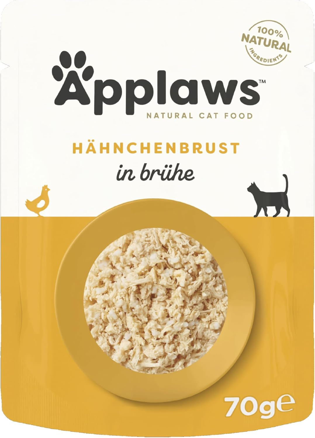 Applaws 100 % naturligt våtmat för katter, kycklingbröst i buljong - förpackning med 12 påsar à 70 g