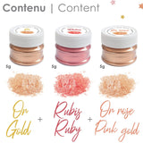 Scrapcooking - Set med 3 metallisk matfärgning - Matfärgning: guld, roséguld och rubin - Ätbar matfärg för bakning, kakor, kakor, kakor, choklad - 4019