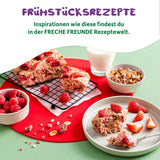 FRECHE FREUNDE Ekologisk frukostmüsli Eddans bärknäckiga müslimix för skolbarn med frystorkade jordgubbar Vegansk 6-pack (6 x 280 g)