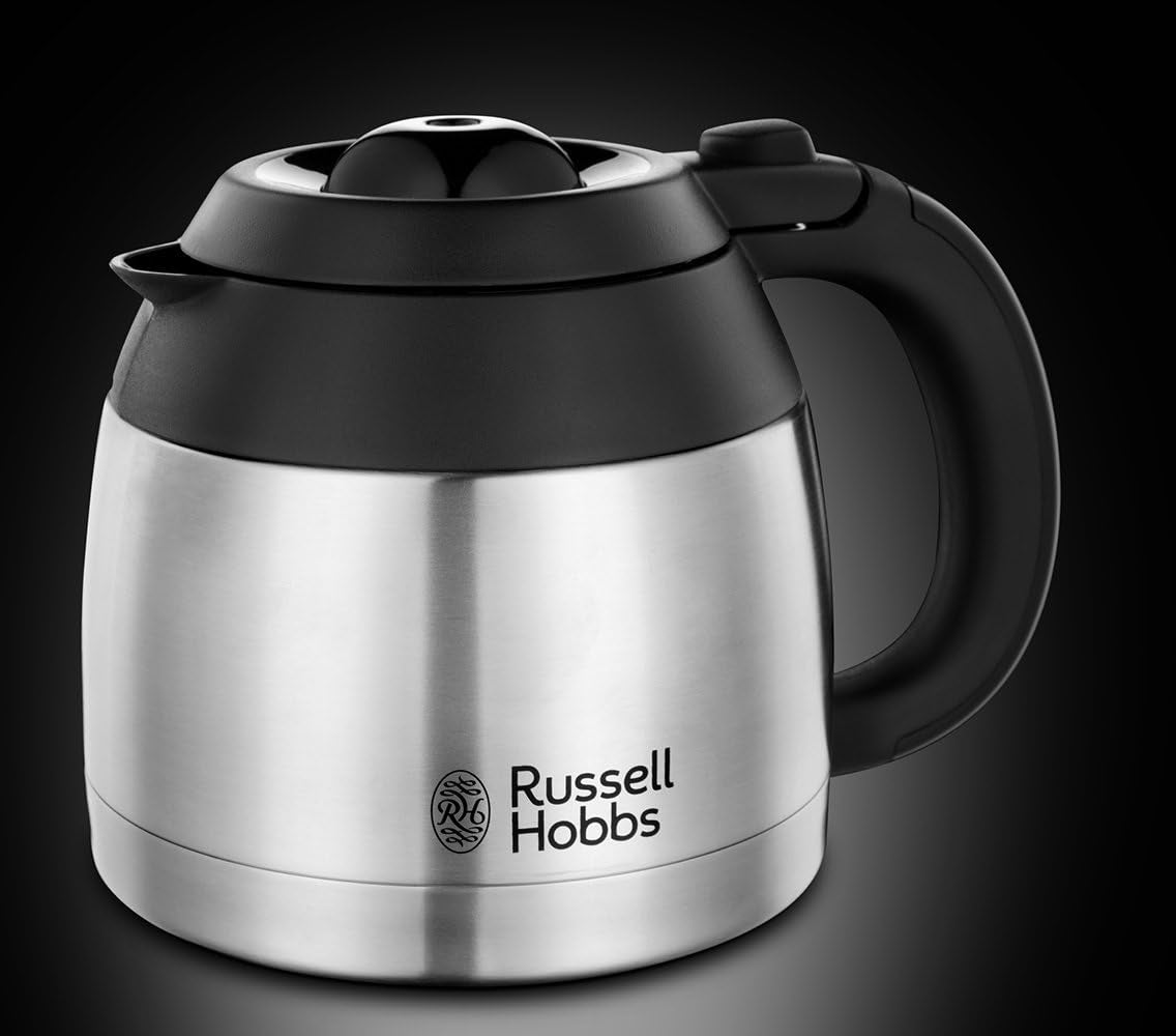 Russell Hobbs kaffebryggare [Duschhuvud för optimal extraktion och arom] Adventure (1 till 8 koppar, 1,0 L termokanna, automatisk avstängning, anti-droppsystem, 1100W) Filterkaffebryggare 24020-56